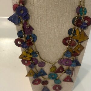 Vintage Boho Multi-Strand Geometric Thin Lightweight Metala Charm Necklace